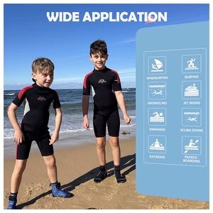 Kids Wetsuit for Boys Girls,3mm Shorty Wetsuit Thermal Back Zip Thermal Swimsuit